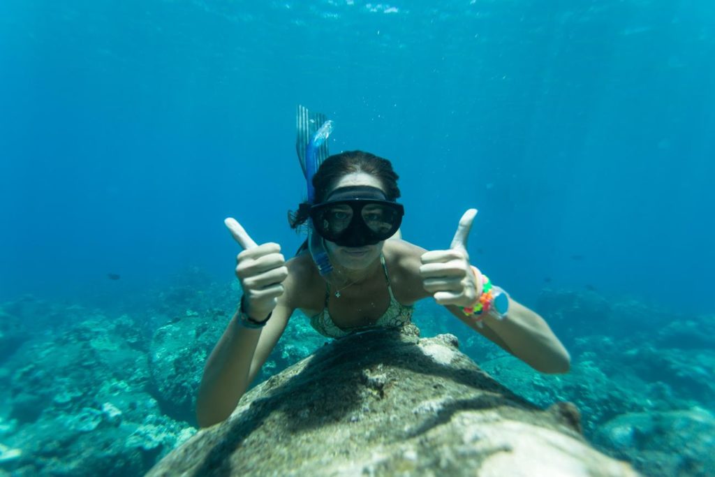 A Thumbs up while snorkeling